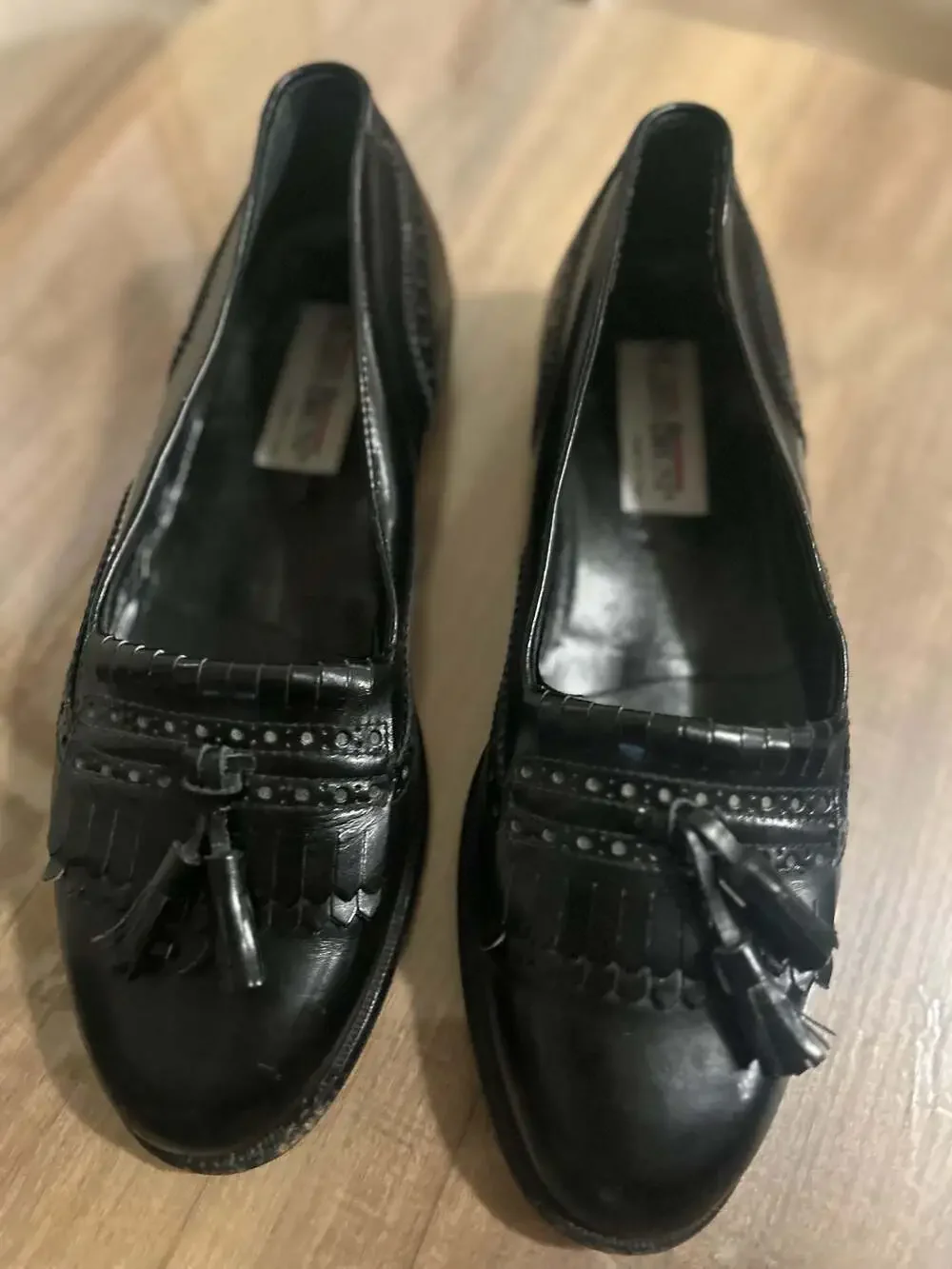 Mario Bruni Men's Black Leather Tassel Kiltie Loafers